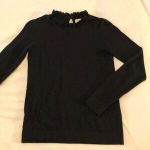 J.Crew Ruffle Neck Black Sweater